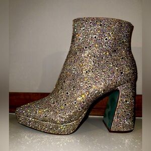 Betsey Johnson Della Embellished Pointed Toe Platform Booties